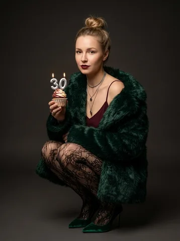 Стильный fashion-портрет к 30-летию в изумрудном пальто